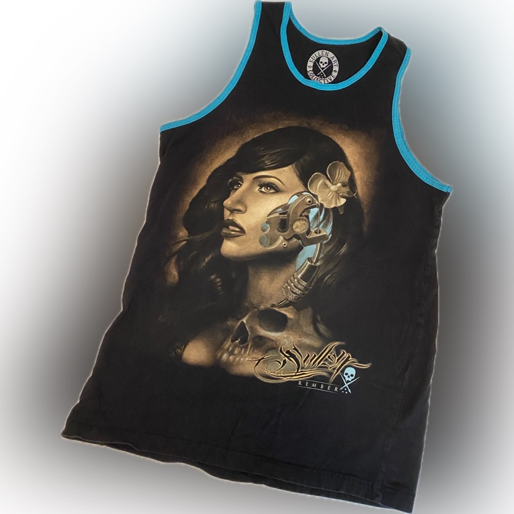 Sullen brand.Black Skull Graphic Tank Top